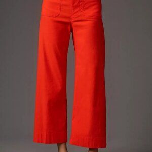 Anthropologie Orange Maeve Wide cropped cotton pants